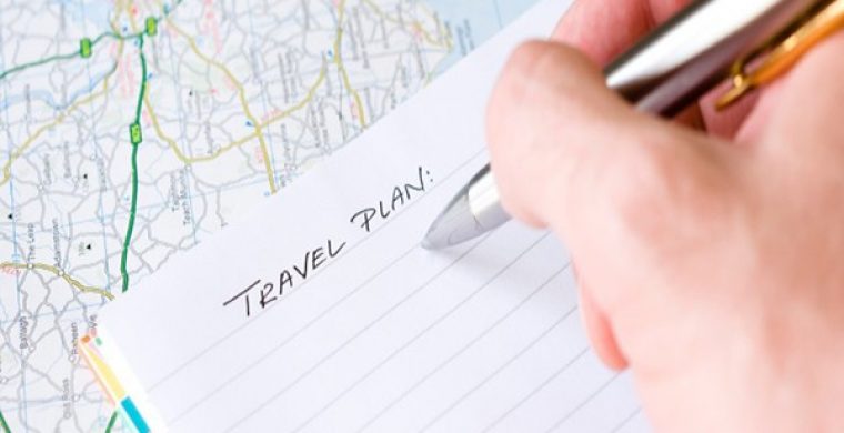 Hand writing travel plan